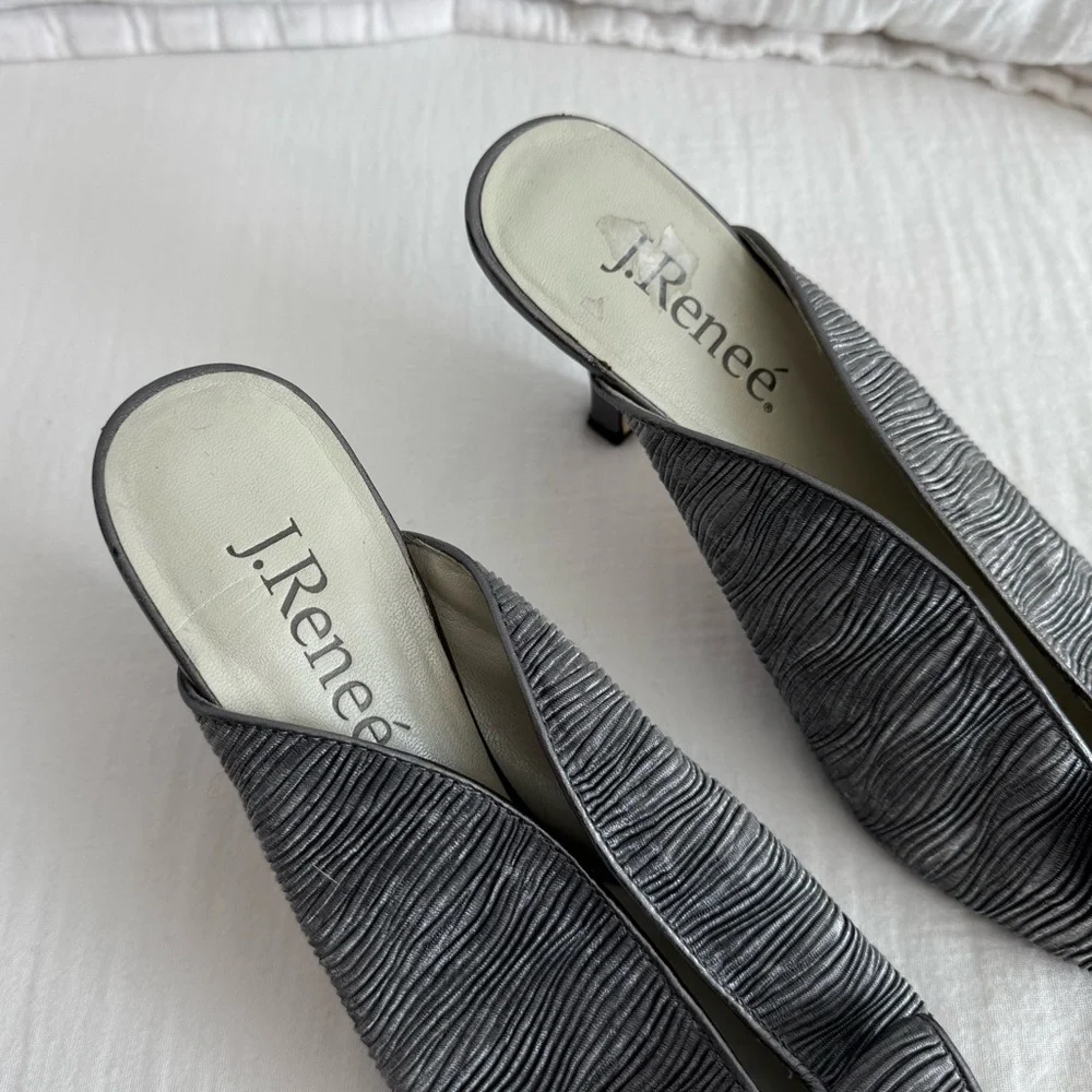 J. Renee Gray Elvira Peep-toe Fabric Mules - Picture 2 of 9